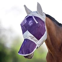 Harrison Howard CareMaster Masque Anti-Mouches Bleu Hawaïen Cheval - Protection UV Oreilles & Naseaux (L)