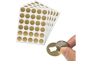 SCRATCHSTIX 150 piezas, 25mm, Tarjeta Rasca Pegatinas, Scratch Sticker - Oro Circulo