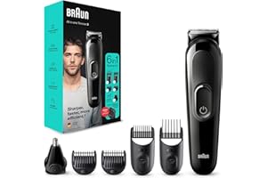Braun MGK3320 All-in-One 3 trymer, trymer do brody 6 w 1 i trymer do włosów dla mężczyzn, do włosów na twarz i głowę, opakowanie 1