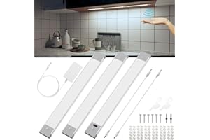 Enteenly Luz Led, Led Cocina Bajo Mueble con Sensor sin Contacto, 30cm x 3 Regulable Luz Armario para Cocina, Gabinete, Garaje, Blanco frío, 6500K