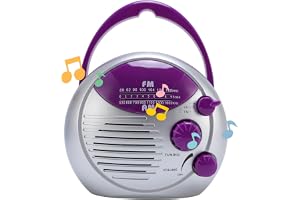 BAFOVY Bärbar AM FM-duschradio, IPX4-driven Radio för Badrum | Brandsäker ABS-konstruktion, Lätt Hängkrok för Duschhuvud, Automatiska Skanningsstationer