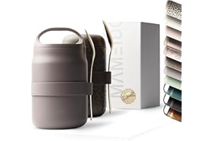 MAMEIDO Contenitore termico per alimenti 800 ml, bicchiere per yogurt in acciaio inox, contenitore termico a prova di perdite, lunch box senza BPA, contenitore caldi (Taupe Grey)