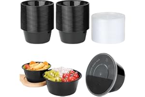 Jogoico 50 Pezzi Contenitori Plastica con Trasparente Coperchio 200ml, 7OZ Barattoli Piccoli per Alimenti, Scatola per Salsa, Vasetti Plastica con Coperchio per Condimento, Salsa, Zuppe, Microonde
