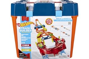 Hot Wheels GNJ01 - Hot Wheels Track Builder Unlimited Power Boost Box, mit 6 Metern Trackset und Zubehör inkl. 2 Autos, Autorennbahn Geschenkidee für Kinder ab 6 Jahren