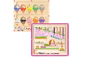 KONIJIWA Jouets Montessori 2 En 1 Pour Filles Labyrinthe Magnétique de Couleurs Et de Chiffres Pour Garçons de 3, 4 Et 5 Ans Tri des Couleurs Pour Tout-Petits Motricité Fine Puzzles Magnétiques En Bois