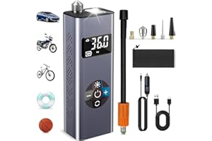 BIBURY 9000mAh Gonfleur Pneus Voiture, Compresseur à Air Portatif, 150 PSI Pompe a Velo, Gonfleur Électrique avec Écran LED et Torche LED, Charge Type-C, Compresseur pour Vélo, Moto