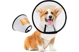 Mesybveo 2 pezzi Collari Protettivi per Cane, Collare Elisabettiano Cane Plastica, Forma Cono Regolabile per Cane Gatto, Collerette per Cani e Gatti, Anti Morso Collare Protettivi per Cane (18-27 cm)