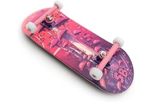 SPITBOARDS Set completo per fingerboard in legno, da 34 mm, set completo per assemblaggio, legno a 5 strati, per Trucks con scanalature di blocco, ruote CNC Bearing Wheels, Real Wear Graphics, Laser