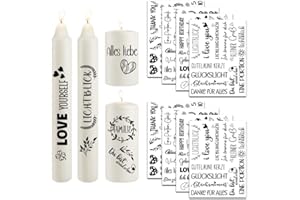 Yezirzax 8PCS Kerzentattoos (150+ Muster) Wassertransferdruck Sticker, Wasserschiebefolie Kerzen | Kerzenfolie | Kerzensticker Dekorieren | DIY Geschenk Kerzendekoration Handwerk (Mix-1)