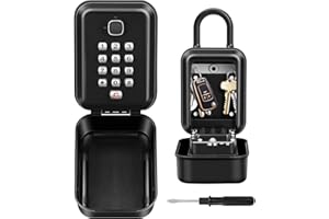 LUROON Boite a Clefs Securisee Exterieur avec Crochet, Grande Boitie a Cle avec Code 12 Chiffres Boite à Clé Sécurisée, Etanche Boîte à Clés sans Installation pour Maison Garage à L'école