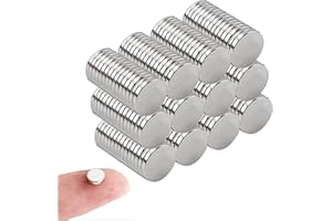 XIZAO Imanes fuertes de neodimio, extrafuertes, 10 mm x 1 mm, 100 unidades, redondos, pequeños, autoadhesivos, fuertes, para frigorífico, pizarra blanca