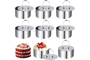 Jesdavan Coppa Pasta di Acciaio, 8 Pezzi Coppa Pasta, 8CM Coppapasta Tondi, Anello per Torte Acciaio Inossidabile, con Coperchio Adatto per Torte Dessert Biscotti Mousse Glassa