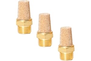 CNCTEC Silenziatore pneumatico in bronzo sinterizzato 1/4", set da 3 silenziatori ad aria compressa di qualità industriale (3, 1/4")