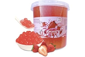 ‎PANDA MEISTER 3KG Bubble Tea Perlen Erdbeere - Bubbletea Boba Perlen Set- Natur&Vegan- Bubble Tea Perlen Bubbles - Super Ideen zum Selber Machen Bubble Tea und Fantastische Boba Partys