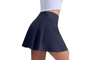 LUWELL PRO Women's Tennis Skorts with Liner Pocket Mid High Waisted Athletic Ladies Pleated Golf Skirts Sport Workout Skort Quick Dry Lightweight