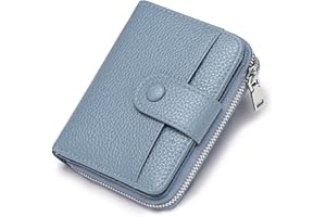 GAEKEAO Small Purses for Women Leather RFID Blocking Bifold Zipper Pocket Wallet Card Case Purse with ID Window