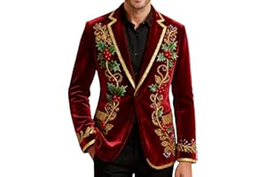 GENERIC Christmas Suits for Men UK Corduroy Xmas Festival Printed Blazers Jacket Funny Novelty Ugly Holiday Party Blazer Lapel Single Button Business Casual Outfits