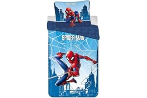 CR-LIGHTS Marvel Spiderman - Juego de ropa de cama reversible con funda de almohada, diseño de araña y Avenger, 135/140 x 200 cm