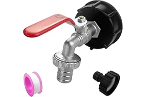 Gentpovth Grifo de jardín de 3/4 pulgadas, IBC, con 1 conector de manguera y 1 cinta hermética, para depósito de agua o barril de lluvia