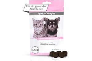 alfavet FeliGum Gingiva, unterstützt bei Zahnfleisch und Maulhöhlen Entzündung von Katze und Hund, Kaudrops, Ergänzungsfuttermittel, 120g