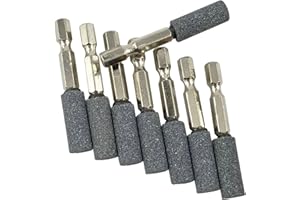 Luo ke 8 Pcs 10mm Cylinder Shape Rotary Grinding Stone - 1/4'' Hex Shank Abrasive Stone Mounted Grinding Point for Rotary Tools Drill