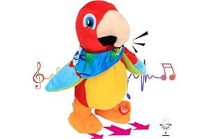 Hopearl Mówiąca Papuga Powtarza, co mówisz Chodząc Elektryczna interaktywna animowana zabawka Mówiąca Pluszowy Buddy Prezent na urodziny maluchów, 20 cm