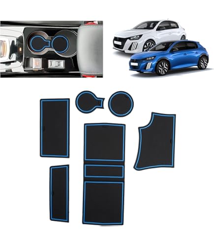 Tapis Caoutchouc Pour Peugeot 208 Et E-208 (2020-2025) - Lot 5 Pièces, Antidérapant, Protection Porte-gobelets Console