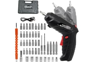 MQFORU Cordless Screwdriver, 48 in 1 Portable Cordless Drills, 3.6V Rechargeable Electric Screwdriver Kit, Dual Position Handle with USB Cable LED Light for Home Office DIY Tools