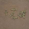 LOOM TREE® Religious 3D X Knot Cross Charms - 21 X 11 Mm - Pack of 50 - Metal Antique Bronze Colors, Tiny Cross Pendants Ancient Bronze Jewelry Findings Beads DIY Craft Supplies