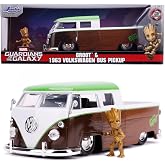 Jada Toys 253225013 Marvel, 1963 Otob&uuml;s Pickup, Oyuncak Araba, Kapılar, Bot, A&ccedil;ılış i&ccedil;in Bone, Kalıp D&ouml;k&uuml;m Groot Şekil i&ccedil;erir