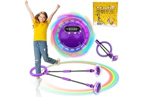 TZEKING Springring Fußkreisel,Kinder Blinkender Springring Fußkreisel,Swing Wheel mit Lichtrad,Zähler,Timer,Kalorienzähler,Faltbarer Ankle Skip Ball,Geschenke für Mädchen 6-12 Jumping Ball (Lila)