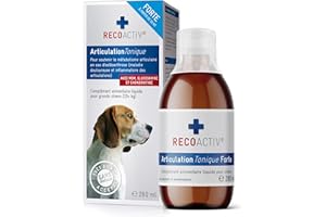 RECOACTIV Articulation Tonique Forte pour Chiens, 1 x 280 ML, complément Alimentaire diététique en Cas de Maladies articulaires dégénératives, avec Moule Verte et glucosamine