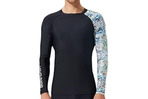 SURFEASY Herren Rashguard Langarm Sonnenschutz Rash Vest Men, Rash Guard Shirt Zum Surfen Schwimmen Angeln Wandern