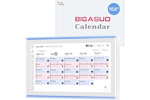 BIGASUO 15.6" Digital Calendar, Full HD Touchscreen Smart Planner-with Task & Reward Meal Plan Great for Family Schedules& Chore Organization, Wall&Desk Mount with LED Reminder Light,Photo Display