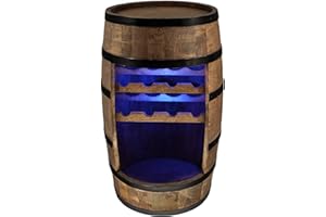 ‎CREATIVE COOPER CREATIVE COOPER Weinregal Holz - Weinschrank Mini Bar - Weinschrank Mann und Frau - Barschrank mit LED-Leuchten - 80cm hoch - Retro deko Bar Regal - Hausbar Theke - Fassmöbel (Wenge)