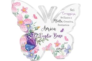 Putuo Decor Decorazione Acrilico a Forma di Farfalla con Base in Legno per Madrina e Amica Regalo Sentimentale Colorato con Frasi Affettuose per Donna Casa Ufficio (Amica Ti Voglio Bene per Sempre)
