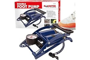 BARGAINS-GALORE Twin Double Barrel Cylinder Air Inflator Foot Pump - Suitable For Car, Van, Bicycle | Bike Tyre Pumping Tool, Durable Wheel Repair Cycling Accessory, Tyres