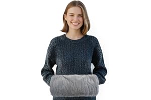 SwirlColor Manicotto Scaldamani, Scaldamani Design Tascabile con Cinturino Muffa per Le Mani in Pelliccia Sintetica Cachi per Donna - Ripple Grigio