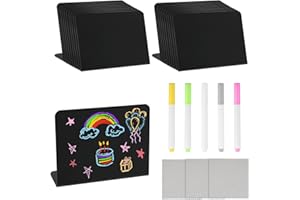 MIYUANGKJ Juego de 20 pizarras pequeñas para escribir 10 x 7,5 cm, placas de precio, soporte en L, para gastronomía, buffet, cafetería, boda, fiesta
