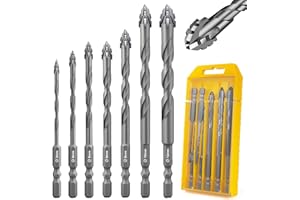 Flintronic Punte per Piastrelle, 7 Pezzi Set di Esagonale Set Punte Trapano, Punte-Trapano Ø3-12mm per Forare Piastrelle, Vetro, Ceramica, Porcellana, Legno, Specchi e Muratura