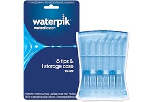 Waterpik Boquillas de Recambio Sin sabor para Irrigador Bucal en Estuche Higiénico, Chorro Clásico, Ortodoncia y Boquilla Seeker para Placa Inaccesible, Pack de 6 (TS-100E)