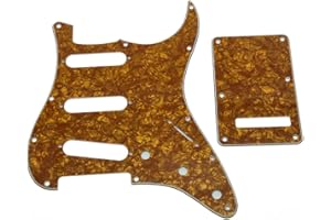 KAISH Golpeador de 11 agujeros estilo ST/Strat SSS con placa trasera ST cubierta de trémolo Trem para Estados Unidos/México Stratocaster/Strat Gold Pearl