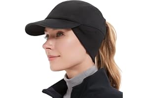 GADIEMKENSD Frauen Winter reflektierende Fleece Pferdeschwanzmütze mit Drop Down Ohrenwärmer für Outdoor-Aktivität Cap