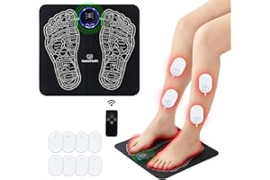 EMS Foot Massager and Circulation Booster by NuetonHealth UK - Rechargeable, 8 Modes, 19 Intensity Levels - Electric Foot & Leg Massager for Pain Relief