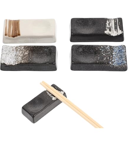 Amosfun 7 stuks keramische staafjeshouder houder houder Japanse stijl stokjes rest sushi eetstokjes bank mes lepel houder ovale vorm keuken restaurant