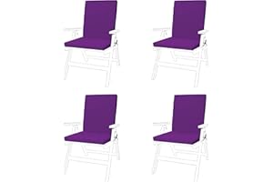 GARDENISTA Chaise de jardin Coussin de siège/coussin Lot de 4 en violet, compatible avec en toute sécurité avec cravate Cordes et élastique Pull over au dos. Idéal pour l'intérieur et l'extérieur, fabriqué à partir de matériau résistant à l'eau de grande qualité.