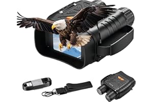 IFACA Binoculares Visión Nocturna, 20MP Prismáticos de Infrarrojos Digital Visor Nocturno Rango de 800m con LCD TFT de 2.8", Recargable y Zoom Digital 10X, Adecuado para la Caza, Camping