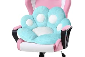 LANPEW Poduszka na krzesło na łapę kota, urocza pluszowa poduszka w kształcie łapy, miękka i ciepła poduszka do krzesła biurowego do sypialni (60 x 60 cm, niebieska)