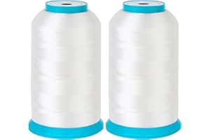 New brothread Ensemble de 2 Blanc 5000M (5500Y) Polyester Fil Machine à Broder Fil de Canette/Canette de Brodeuse pour Brother/Babylock/Janome/Kenmore/Singer machine à broder et à coudre