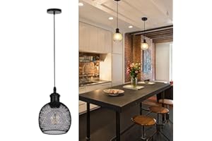 TWSXTE Suspension Vintage, Plafonnier retro industrielle, Lustre cage de style vintage, éclairage intérieur, lampe cuisine salon salle à manger chambre,LED E27 Corde Ajustable Décoration